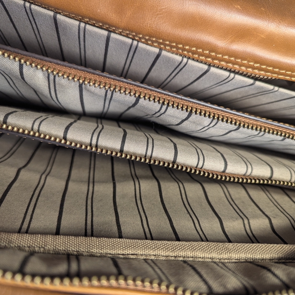 & Other Stories Cognac Leather Laptop Briefcase with Telescopic Handle - Picture 6 of 13